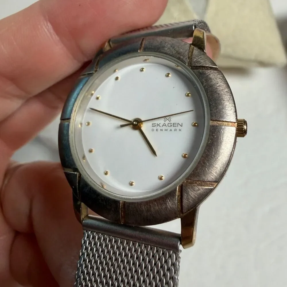 Skagen Denmark Ultra Slim 3LGS Quartz Watch White Dial Mesh Band AS IS NR